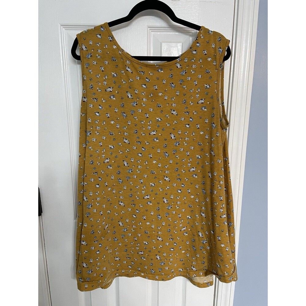 Veranee Women’s Yellow Floral Top Size 3XL Sleeveless Tunic
